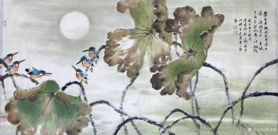 徐建清日记-国画花鸟画荷花系列作品《素雪纷纷鹤委,清风飙飙入袖》《苍茫漠漠董家潭，绿树阴阴向【图2】