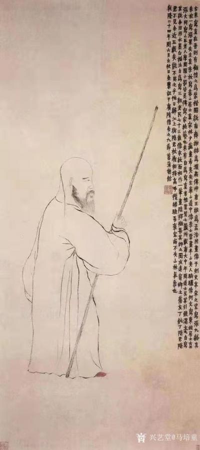 马培童收藏-对话金农人物画，潘玮萱评马培童（67）
  金农浙江杭州人，号冬心，又号稽留山【图4】