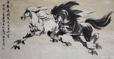 刘建国日记-刘建国壬寅年春绘画马系列作品《六顺图》《云龙远飞驾,天马自行空》《与你同行》《天【图2】