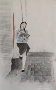 艺术品图片：艺术家18087309796国画作品名称《朗读》价格1500.00 元