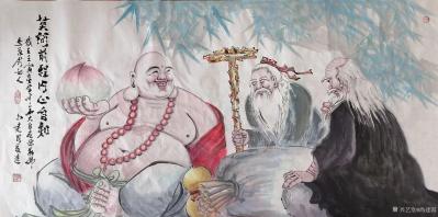 尚建国日记-国画人物山水画《莫要问前程、内心当自知》，尚建国大自在弥乐佛系列作品，创作时间壬【图1】