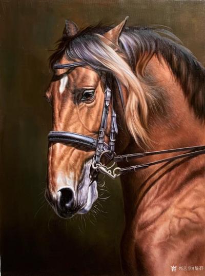 黎群日记-写实油画欣赏，《一马当先》新作，尺寸75X100㎝，多观察大自然，会从动物身上学【图8】