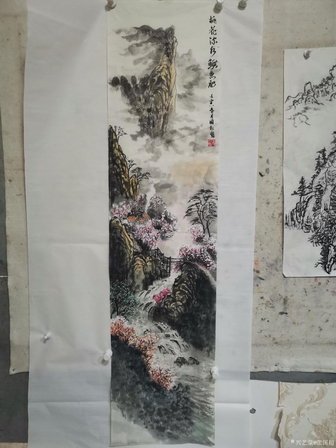 张国超国画作品《桃花流水鳜鱼肥》