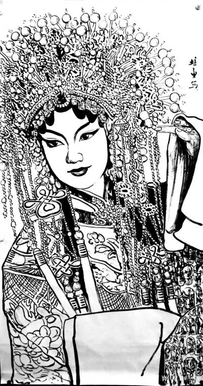 马培童日记-《青衣与花旦》马培童焦墨画感悟笔记-童心写历（148）
  花旦，是中国戏曲旦【图3】