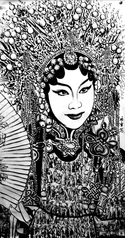 马培童日记-《青衣与花旦》马培童焦墨画感悟笔记-童心写历（148）
  花旦，是中国戏曲旦【图4】