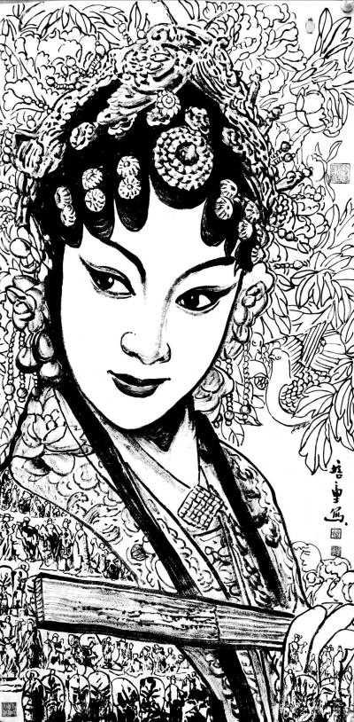 马培童日记-《青衣与花旦》马培童焦墨画感悟笔记-童心写历（148）
  花旦，是中国戏曲旦【图5】