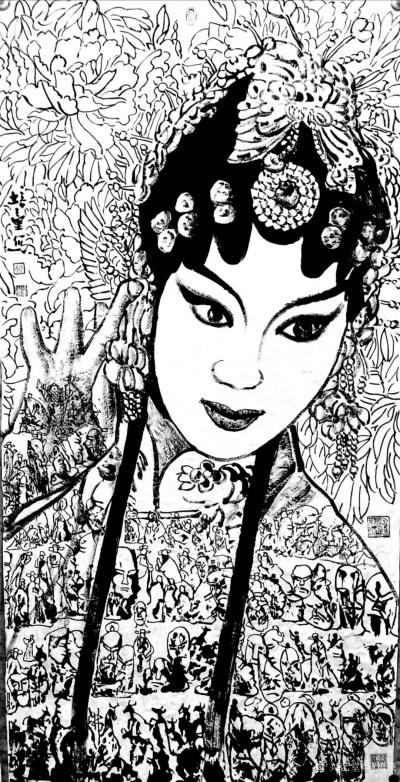 马培童日记-《青衣与花旦》马培童焦墨画感悟笔记-童心写历（148）
  花旦，是中国戏曲旦【图6】