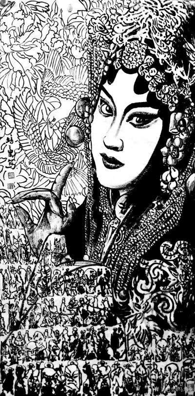 马培童日记-《青衣与花旦》马培童焦墨画感悟笔记-童心写历（148）
  花旦，是中国戏曲旦【图7】