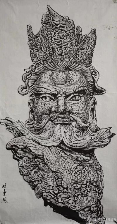 马培童日记-《画焦墨以苦作舟》马培童焦墨画感悟笔记-童心写历（150）
  在焦墨石窟佛造【图1】