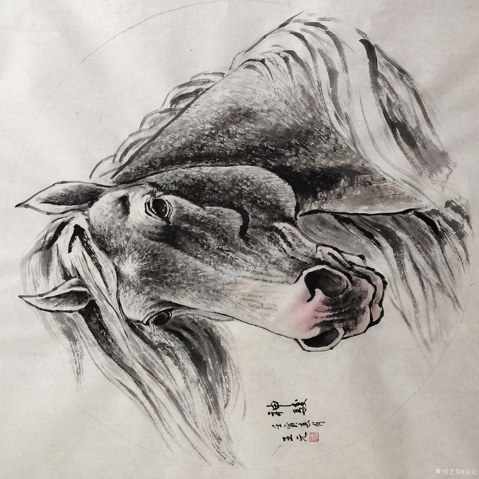 王元国画作品《蒙古马-神骏3》