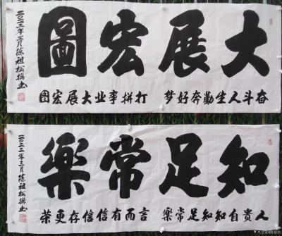 陈祖松日记-书法作品文字
龙行天下：  龙行天下前程远，凤舞太空出彩多。
天道酬勤：  【图1】