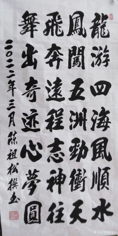 陈祖松日记-书法作品文字
龙行天下：  龙行天下前程远，凤舞太空出彩多。
天道酬勤：  【图9】