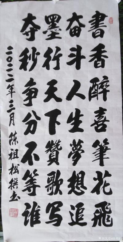 陈祖松日记-书法作品文字
龙行天下：  龙行天下前程远，凤舞太空出彩多。
天道酬勤：  【图10】