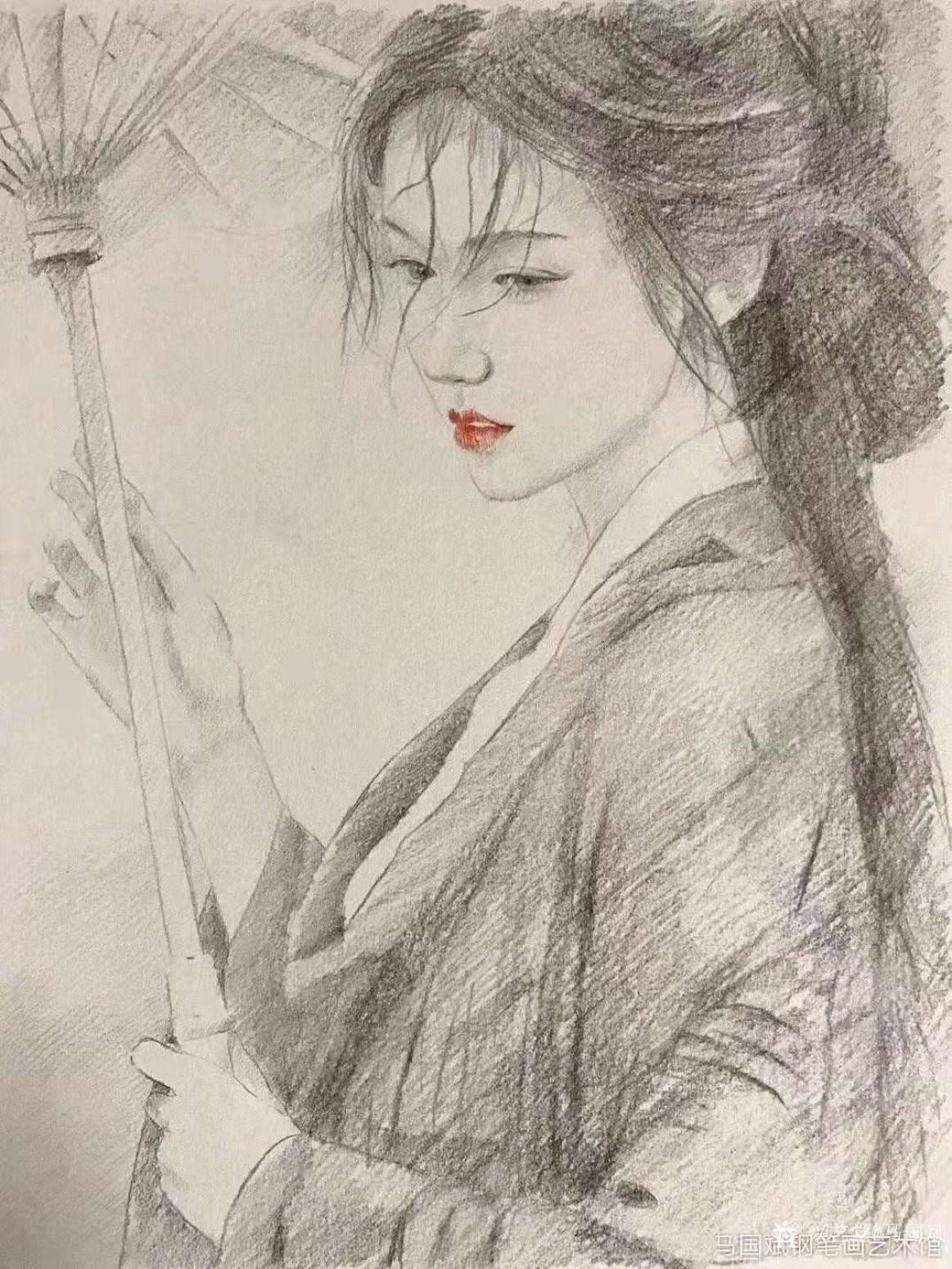 马国斌国画作品《美女肖像-前世今生缘》【图0】