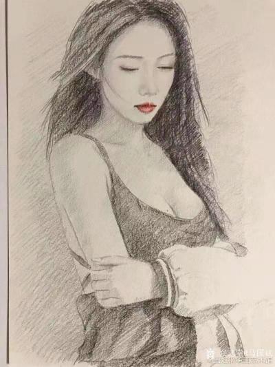 马国斌日记-马国斌美女肖像画系列作品，或清雅或性感或仗剑行天涯，欢迎定制。
撑一把油纸伞，【图2】