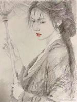 艺术家马国斌日记:马国斌美女肖像画系列作品，或清雅或性感或仗剑行天涯，欢迎定制【图4】