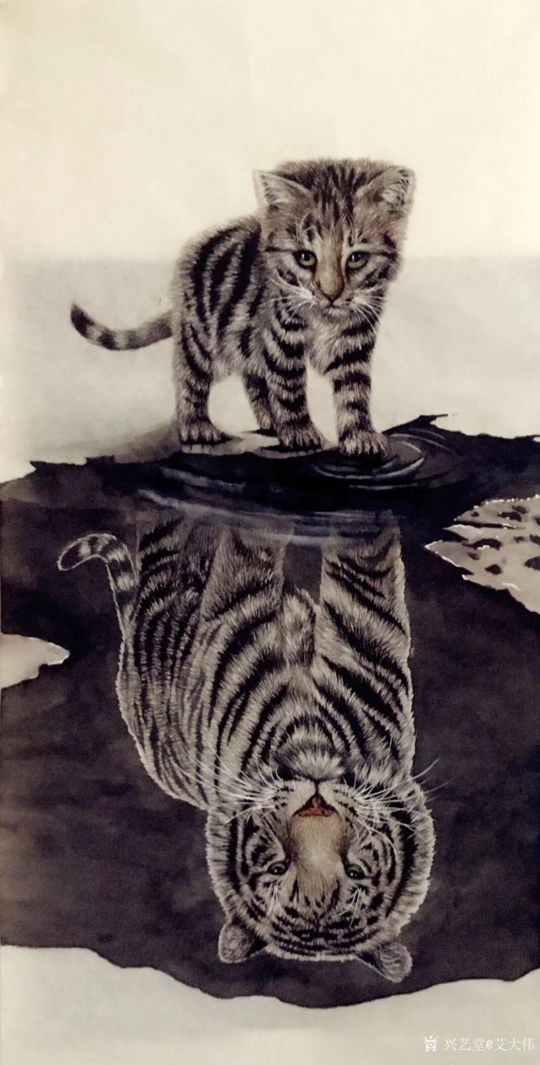 艾大伟国画作品《萌虎-我的理想》【图0】