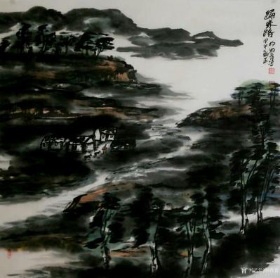 杨牧青日记-名称：归家路
规格：68cmx68cm/4平尺多
款识：归家路，甲午新正杨牧【图1】