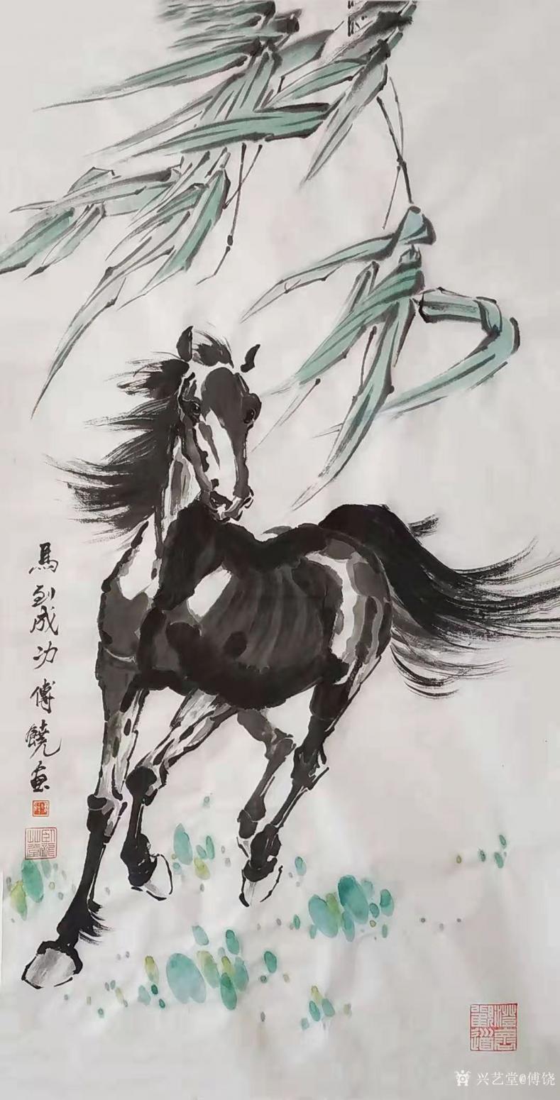 傅饶国画作品《马到成功》【图0】