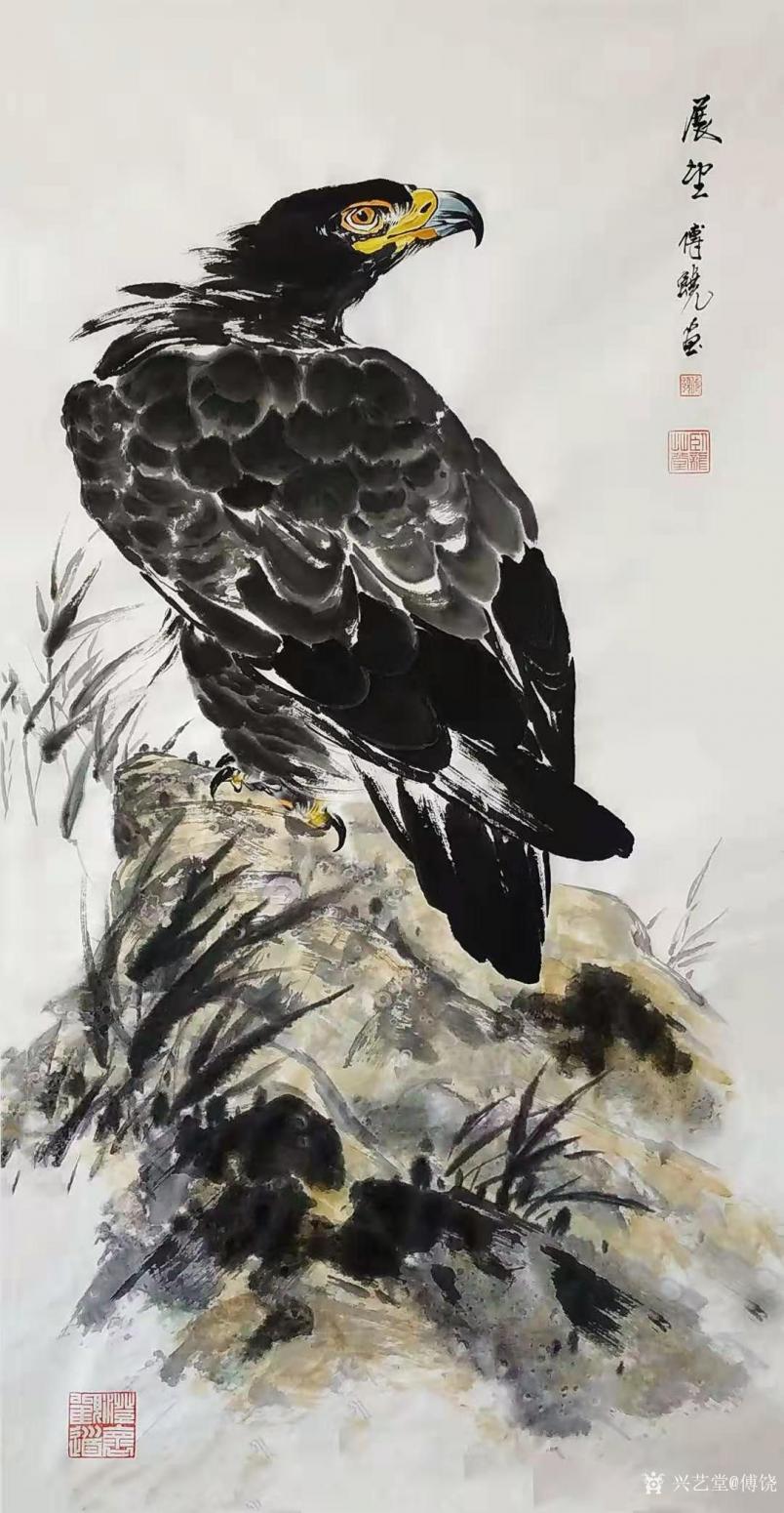 傅饶国画作品《鹰-展望》【图0】