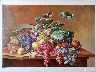 黎群日记-静物油画欣赏，尺寸60X90㎝，在生活中，通过绘画展示着生活的小天地，如此小的一【图1】