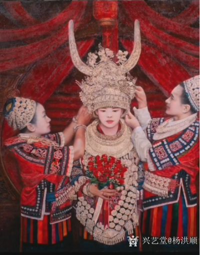 杨洪顺日记-经历了两个月的涂涂抹抹，油画《出嫁》完成，浸注了我太多的心血与情感，也给了自己艺【图1】