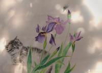 艺术家罗虹明日记:国画工笔花鸟画写生作品《鸢尾》，今年潘园黄色的鸢尾多，已经开【图0】