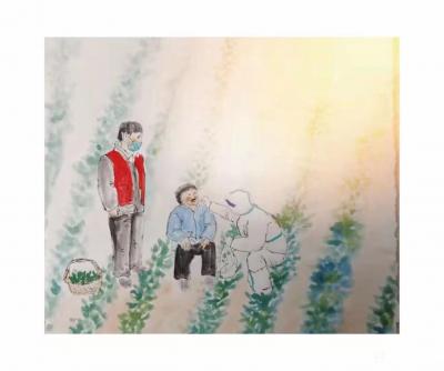 罗虹明日记-画了一组小画，致敬战斗在一线的抗疫英雄们，辛苦了！
外面下着雨，他们还在风雨中【图2】