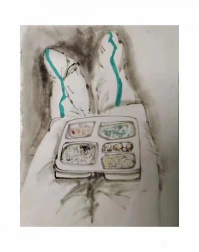罗虹明日记-画了一组小画，致敬战斗在一线的抗疫英雄们，辛苦了！
外面下着雨，他们还在风雨中【图3】