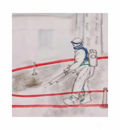 罗虹明日记-画了一组小画，致敬战斗在一线的抗疫英雄们，辛苦了！
外面下着雨，他们还在风雨中【图4】