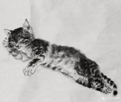 罗虹明日记-这两天画了个小手卷《懒猫》系列，像呆在家里的你吗？疫情反复，没事别乱跑，呆在家里【图7】