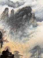 艺术家罗树辉日记:国画山水画松树《佛光》，罗树辉壬寅年春月作品，作品尺寸108【图2】