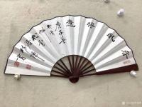 艺术家罗树辉日记:国画山水画扇面作品《江山万里图》《山河壮丽》，罗树辉壬寅年夏【图3】