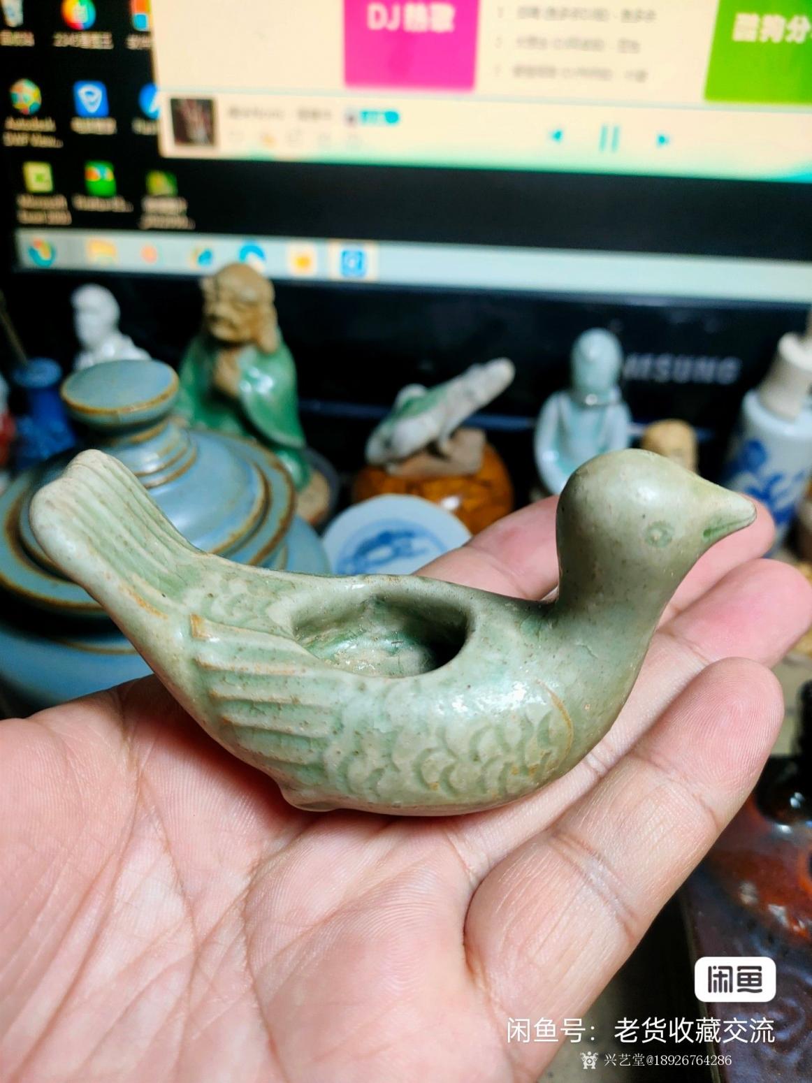 18926764286文玩杂项作品《青釉鸟》