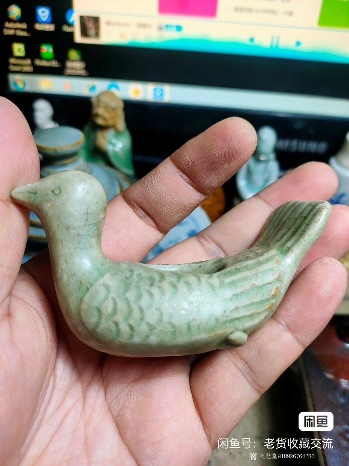 18926764286文玩杂项作品《青釉鸟》【图0】