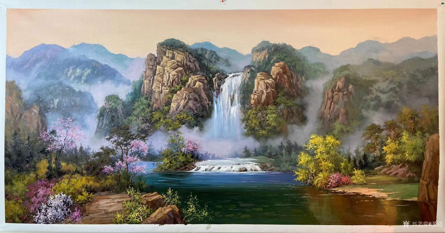 黄进油画作品《风景油画-春色》