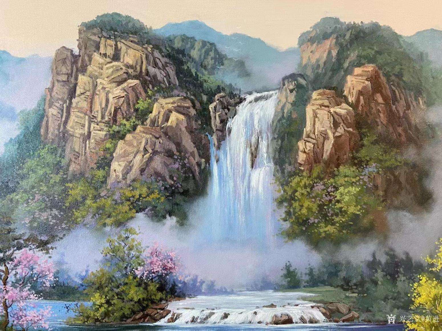 黄进油画作品《风景油画-春色》【图0】