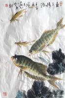艺术家冯增木日记:国画花鸟画鱼系列作品《如鱼得水》，壬寅年夏月冯增木画。
以【图1】