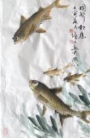 艺术家冯增木日记:国画花鸟画鱼系列作品《风波传情》，壬寅年夏月冯增木画。
墨【图0】