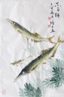 艺术家冯增木日记:国画花鸟画鱼系列作品《风波传情》，壬寅年夏月冯增木画。
墨【图2】