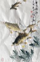 艺术家冯增木日记:国画花鸟画鱼系列作品《风波传情》，壬寅年夏月冯增木画。
墨【图4】