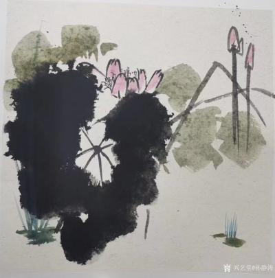 孙静涛日记-国画花鸟画水墨荷花习作欣赏，孙静涛壬寅年夏月作品。
飒然秋入井梧嘶，窗下红蕖始【图2】