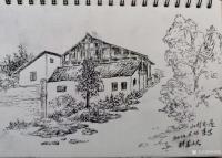 艺术家邓烈根日记:乡村外景速写作品《老街小巷》《山村老屋》《乡村路口》《莲洁和【图1】