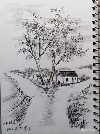 邓烈根日记-乡村外景速写作品《老街小巷》《山村老屋》《乡村路口》《莲洁和畅》《山村风情》《家【图3】