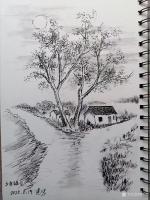 艺术家邓烈根日记:乡村外景速写作品《老街小巷》《山村老屋》《乡村路口》《莲洁和【图2】