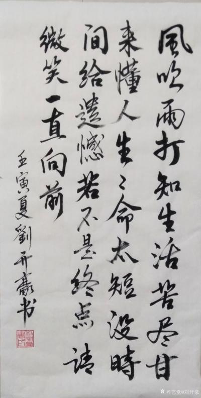 刘开豪日记-《风吹雨打知生活》书法    风吹雨打知生活  ，苦尽甘来懂人生，生命太短没太多【图1】