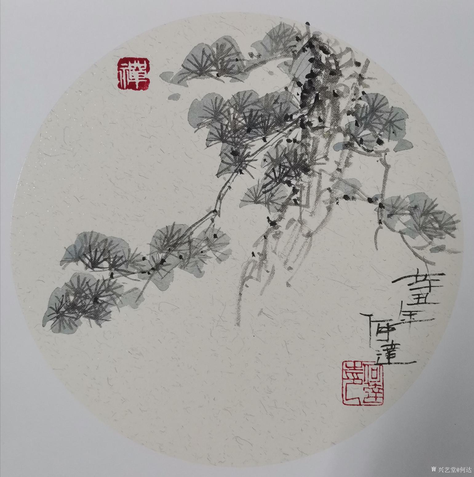 何达国画作品《《禅意小品.松》》