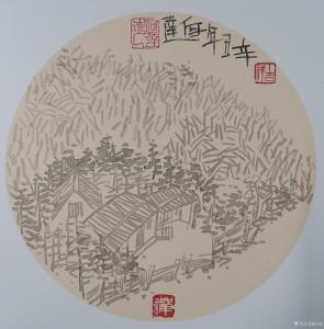艺术品图片：艺术家何达国画作品名称《《禅意小品.山居》》议价