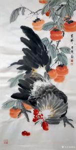 傅饶国画作品《鸡-吉祥》价格2000.00元