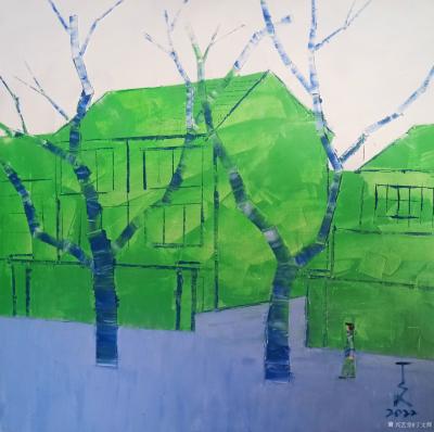 丁文辉日记-作品《邑之道2》  
绿房蓝筑基，空白始作日。
天地人在中，规律顺道为。【图1】